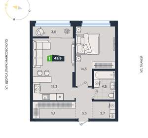 1-к квартира, вторичка, 50м2, 10/30 этаж