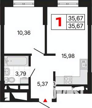 1-к квартира, вторичка, 36м2, 11/25 этаж