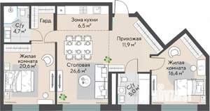 2-к квартира, строящийся дом, 85м2, 13/27 этаж
