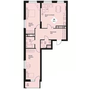 3-к квартира, вторичка, 89м2, 25/25 этаж