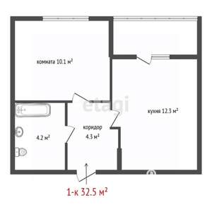 1-к квартира, вторичка, 33м2, 5/16 этаж