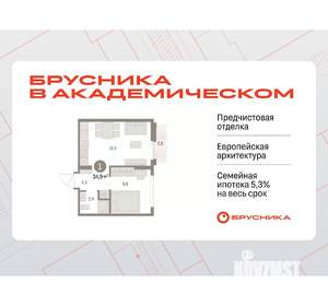 1-к квартира, вторичка, 35м2, 7/9 этаж