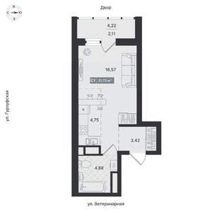 Студия квартира, вторичка, 31м2, 18/24 этаж