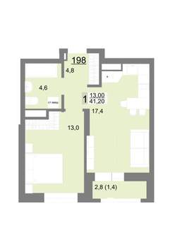 1-к квартира, вторичка, 41м2, 23/26 этаж