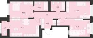3-к квартира, вторичка, 78м2, 7/11 этаж