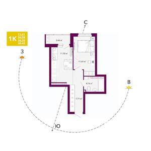 1-к квартира, вторичка, 37м2, 16/20 этаж