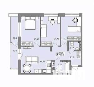 3-к квартира, вторичка, 74м2, 21/25 этаж