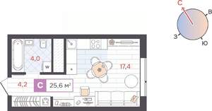 Студия квартира, вторичка, 26м2, 23/31 этаж