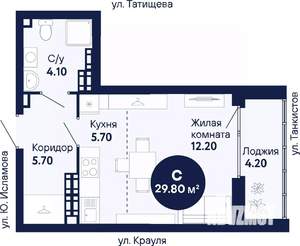 Студия квартира, сданный дом, 30м2, 17/21 этаж