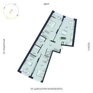 3-к квартира, строящийся дом, 120м2, 7/31 этаж