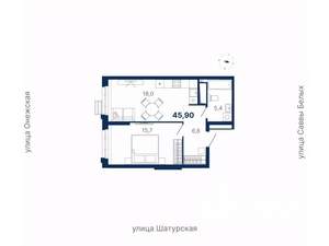 1-к квартира, вторичка, 46м2, 14/20 этаж