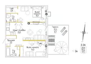 2-к квартира, строящийся дом, 78м2, 2/8 этаж