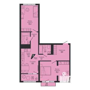 2-к квартира, вторичка, 75м2, 5/31 этаж