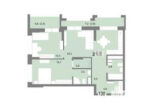 2-к квартира, вторичка, 79м2, 21/25 этаж