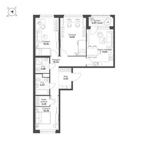 3-к квартира, вторичка, 88м2, 4/10 этаж