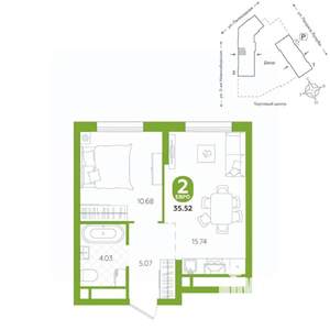 2-к квартира, вторичка, 36м2, 16/24 этаж