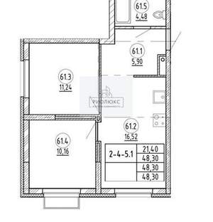 2-к квартира, вторичка, 48м2, 6/24 этаж