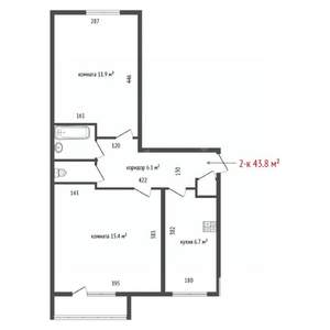2-к квартира, вторичка, 44м2, 4/5 этаж