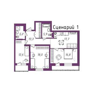 3-к квартира, вторичка, 98м2, 16/20 этаж