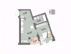1-к квартира, строящийся дом, 39м2, 2/17 этаж