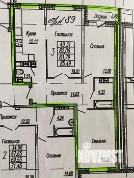 3-к квартира, вторичка, 85м2, 10/15 этаж