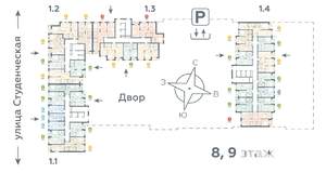 2-к квартира, строящийся дом, 45м2, 8/25 этаж