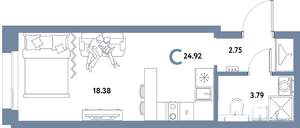 Студия квартира, вторичка, 25м2, 5/21 этаж