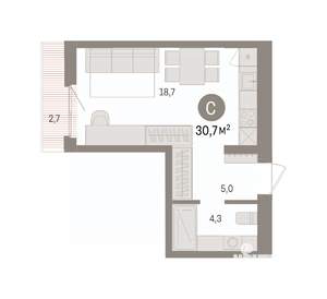 Студия квартира, вторичка, 31м2, 4/9 этаж