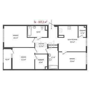 3-к квартира, вторичка, 103м2, 2/30 этаж