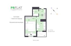 1-к квартира, вторичка, 47м2, 23/25 этаж