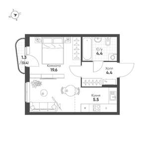 Студия квартира, вторичка, 34м2, 12/16 этаж