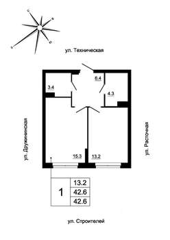 1-к квартира, вторичка, 42м2, 3/19 этаж