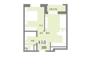 1-к квартира, вторичка, 38м2, 13/26 этаж