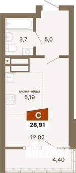 Студия квартира, строящийся дом, 29м2, 10/23 этаж