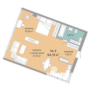 2-к квартира, вторичка, 64м2, 27/28 этаж