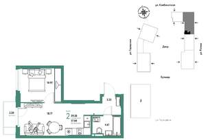 2-к квартира, строящийся дом, 39м2, 2/24 этаж