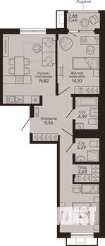 2-к квартира, вторичка, 70м2, 3/18 этаж