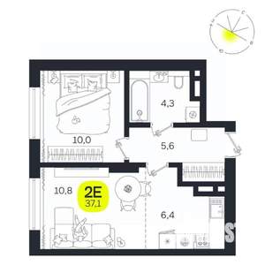 2-к квартира, вторичка, 37м2, 10/27 этаж