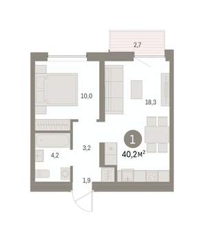 1-к квартира, вторичка, 40м2, 5/8 этаж