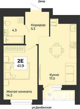 1-к квартира, вторичка, 42м2, 23/25 этаж