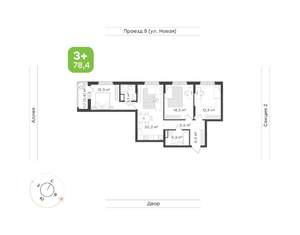 3-к квартира, вторичка, 78м2, 4/17 этаж