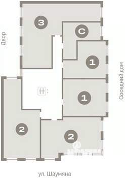 3-к квартира, вторичка, 93м2, 4/9 этаж