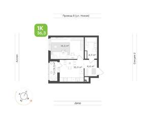 1-к квартира, вторичка, 36м2, 9/17 этаж