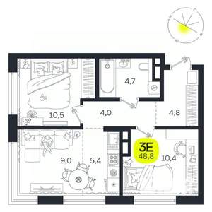 3-к квартира, вторичка, 49м2, 15/27 этаж