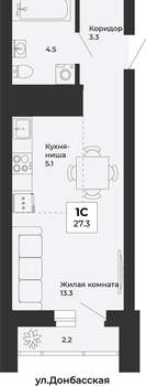 1-к квартира, вторичка, 27м2, 17/25 этаж