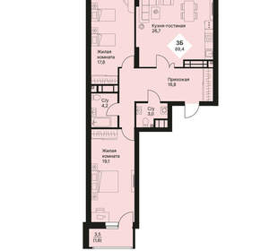 3-к квартира, вторичка, 89м2, 22/25 этаж