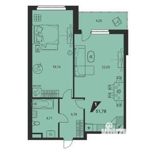 2-к квартира, вторичка, 52м2, 14/25 этаж
