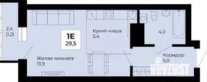 Студия квартира, строящийся дом, 30м2, 7/25 этаж