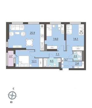 3-к квартира, вторичка, 88м2, 18/32 этаж