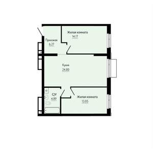2-к квартира, строящийся дом, 63м2, 30/30 этаж